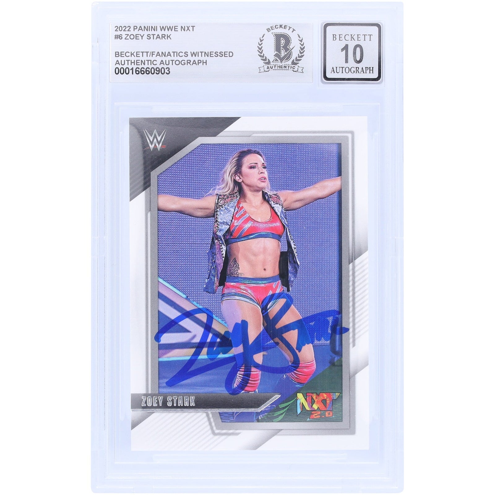 Zoey Stark WWE Autographed 2022 Panini NXT 6 Beckett Fanatics Witnessed Authenticated 10 Card - The Ballers Bank