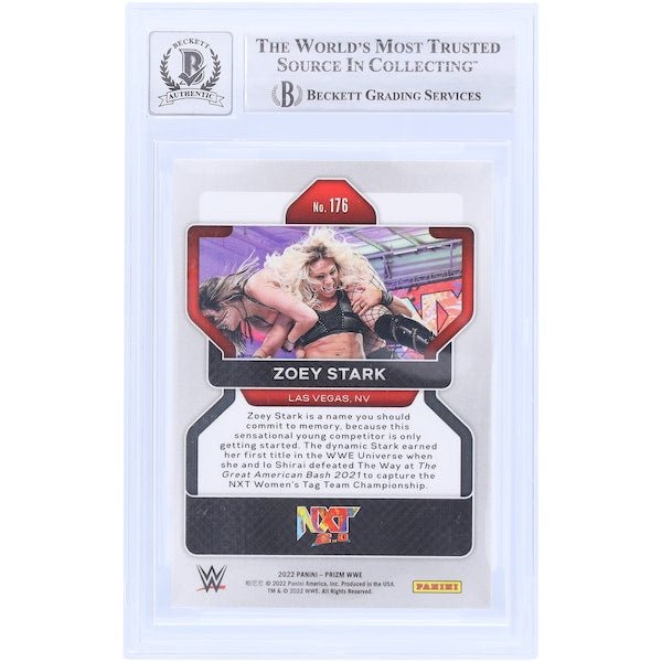 Zoey Stark WWE Autographed 2022 Panini Prizm 176 Beckett Fanatics Witnessed Authenticated 10 Card - The Ballers Bank