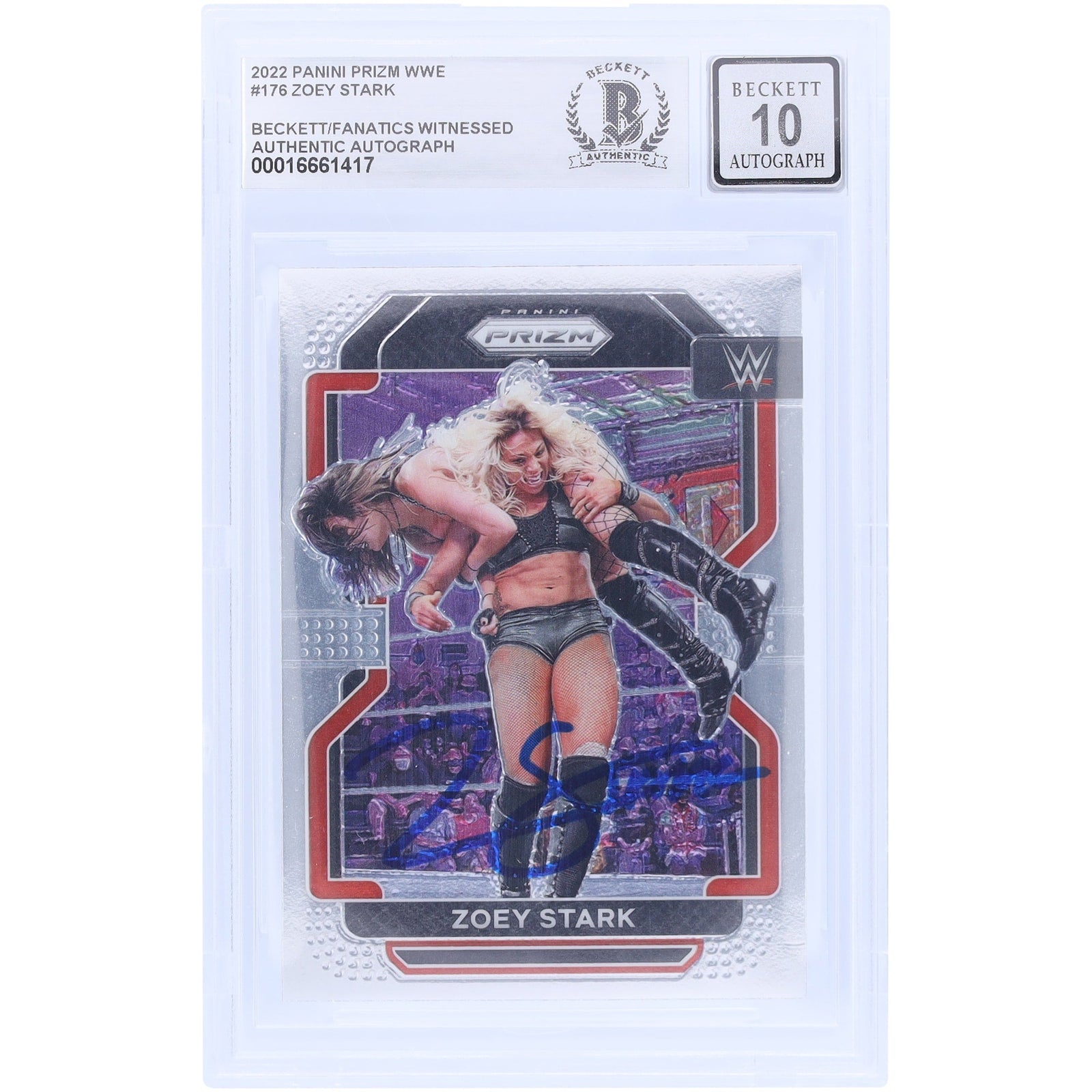 Zoey Stark WWE Autographed 2022 Panini Prizm 176 Beckett Fanatics Witnessed Authenticated 10 Card - The Ballers Bank